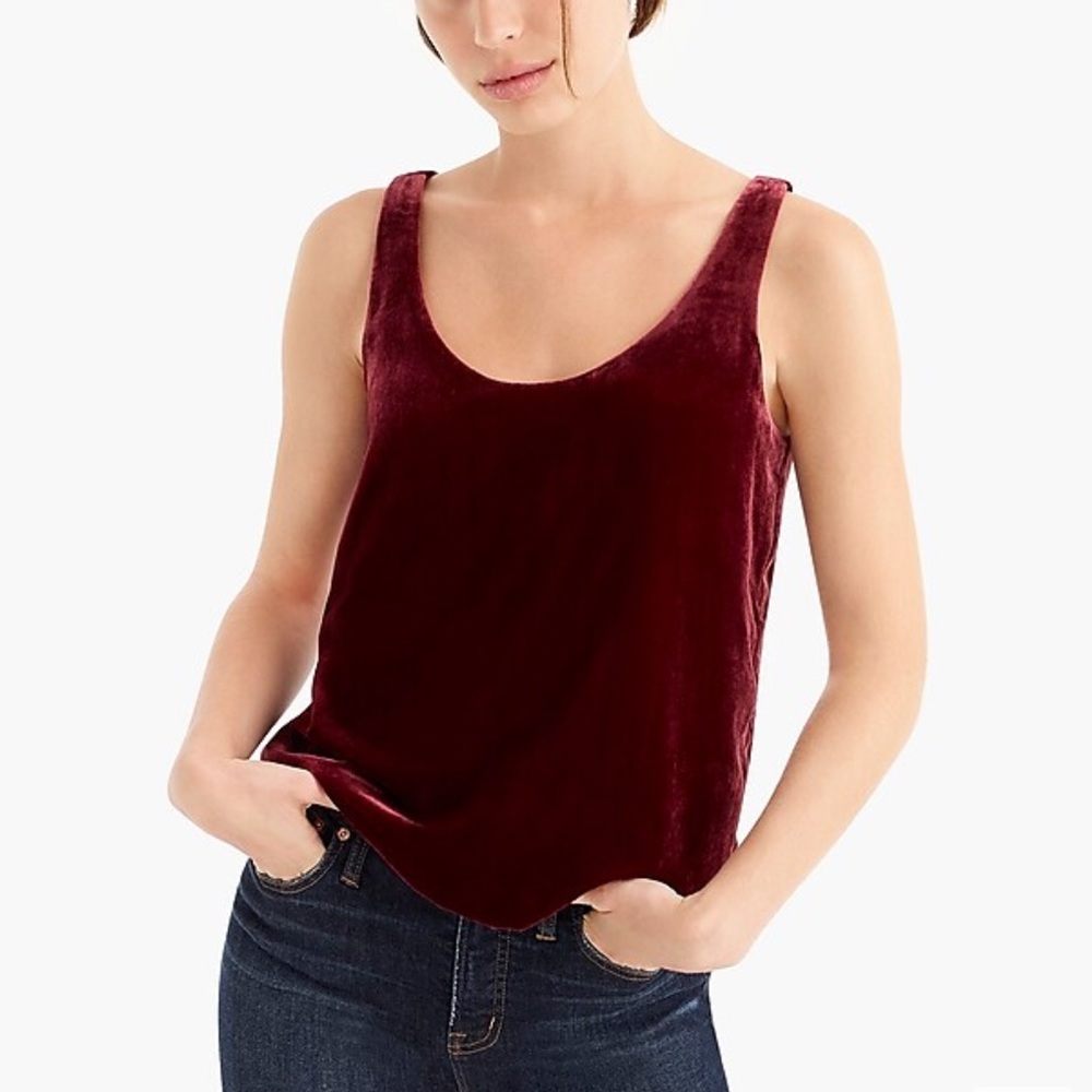 NWT J. Crew Burgundy Velvet Tank Top size 4 - Picture 1 of 3